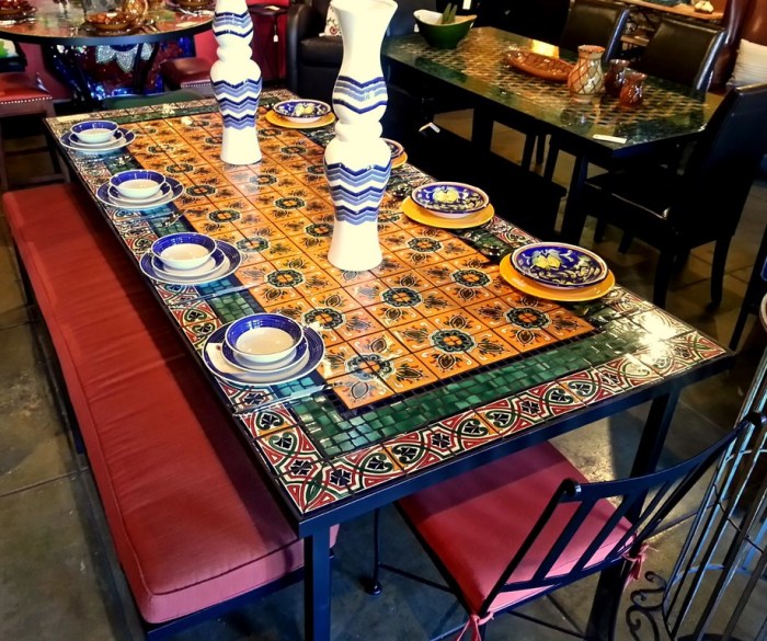 mexican ceramic tiles decorating a tabletop